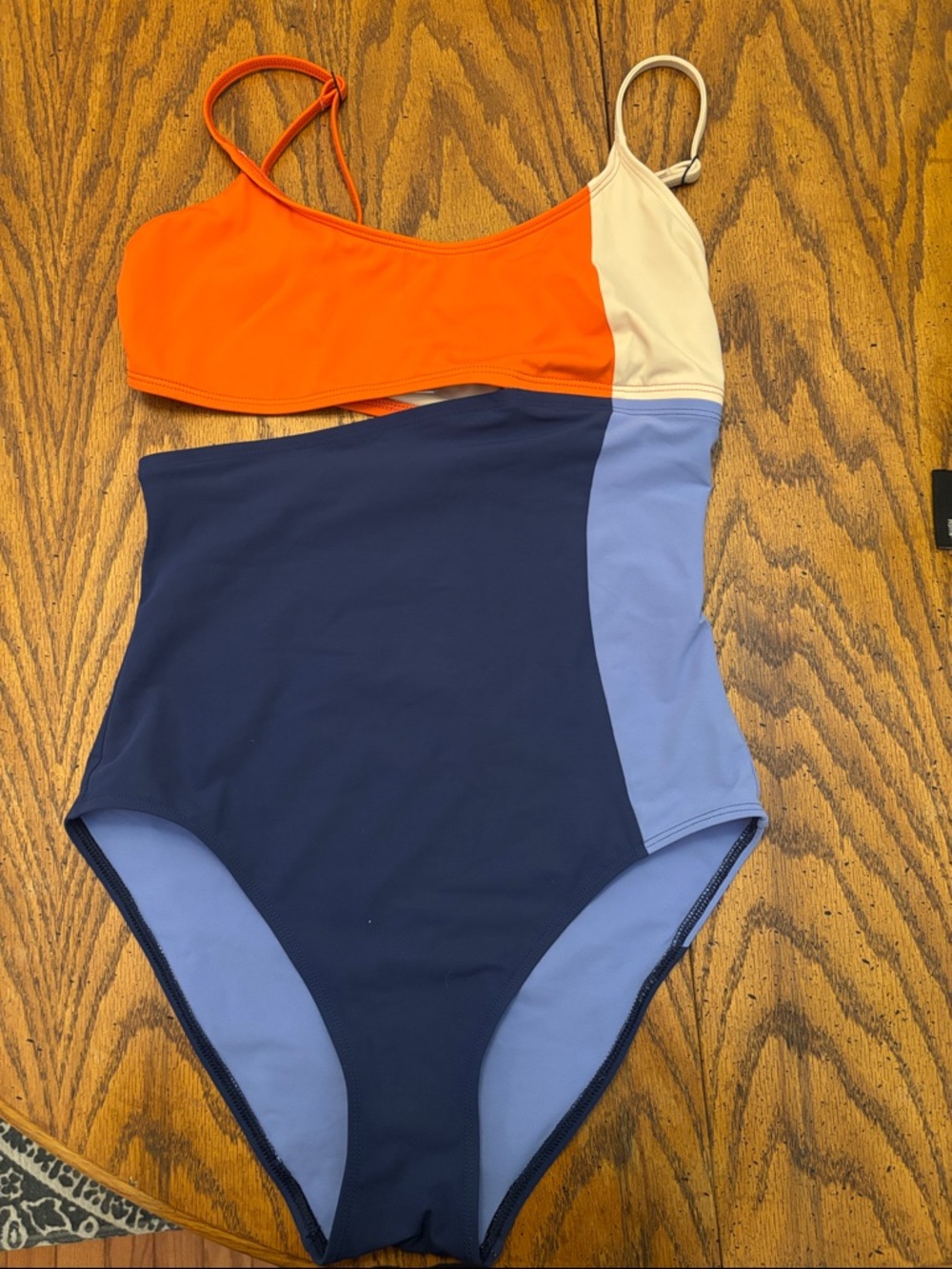 Flagpole NYC Medium Colorblock One-Piece Swimsuit in Orange, Navy & Cream